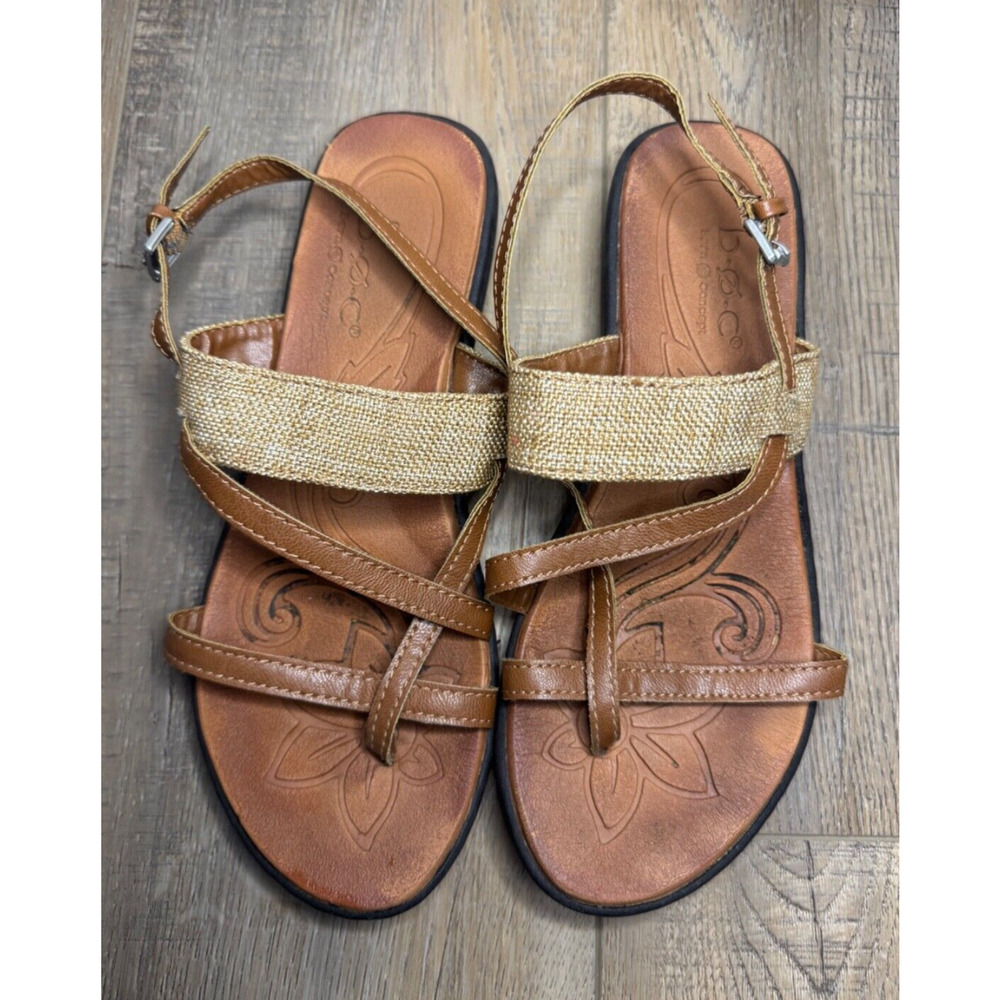 BOC Born Concept Sandals Strappy Faux Leather Slip On Flats